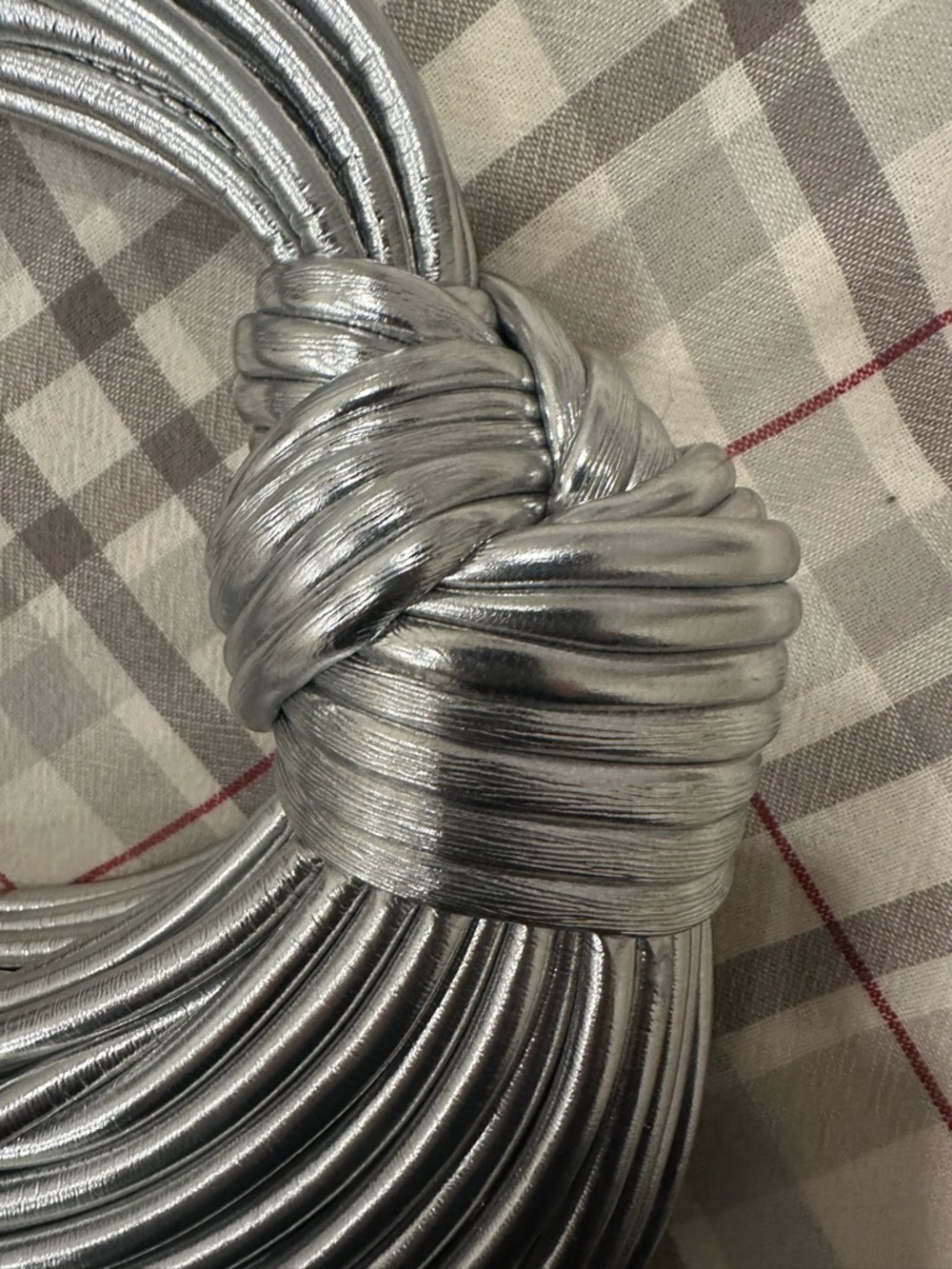 Metallic Silver Knot Handle Shoulder Bag - Picture 3 of 15